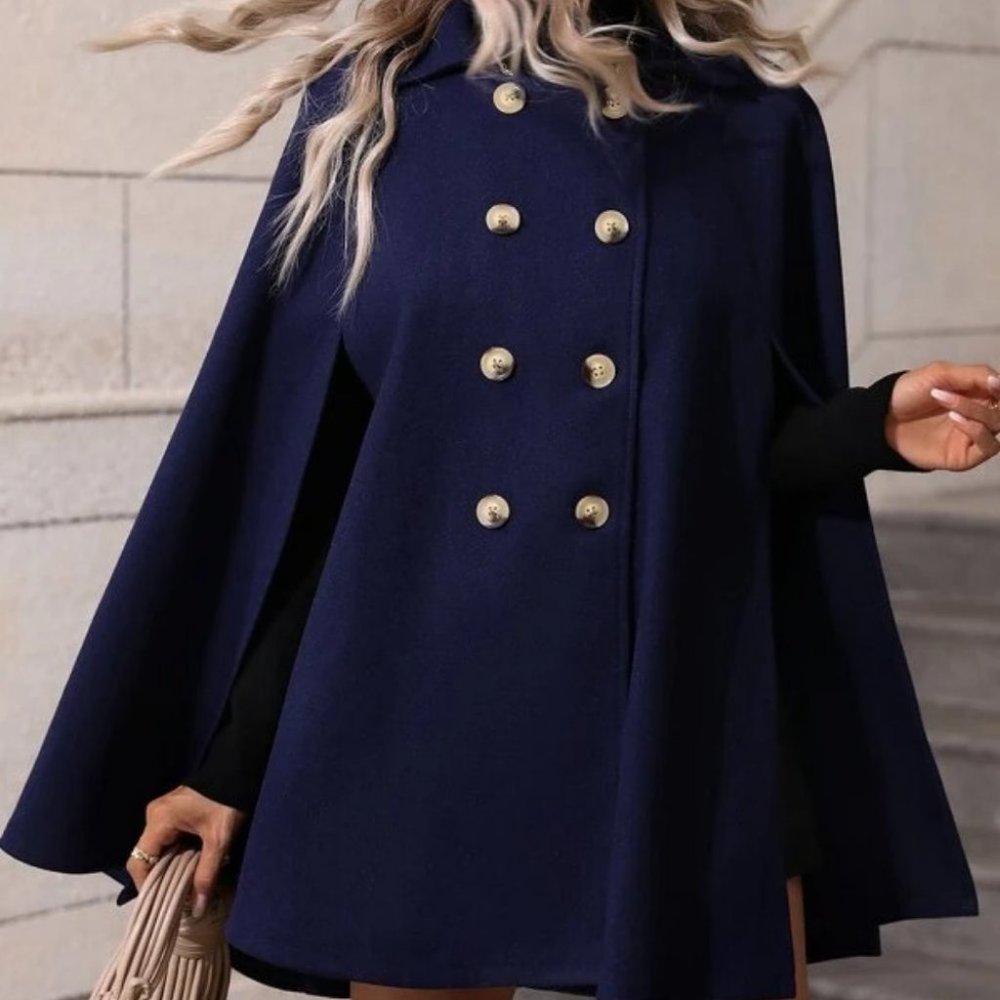 Double Breasted Cloak Sleeve Cape Overcoat jacket - Picture 6 of 6